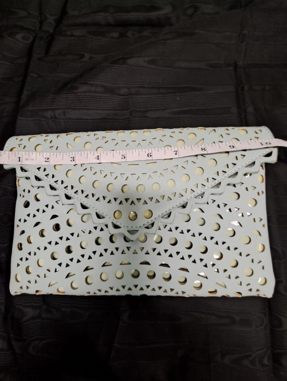 Urban Expressions Light Mint Laser-Cut Envelope Clutch with Gold Accents